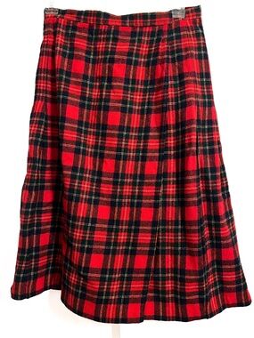 Vintage Pendleton Red Plaid A-Line Wool Skirt